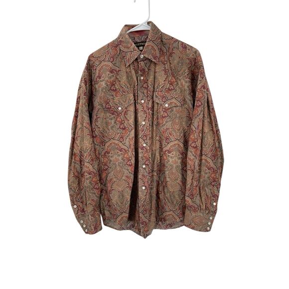 Stetson Shirt Pearl Snap Paisley Long Sleeve Men’s Size Medium - Picture 1 of 12